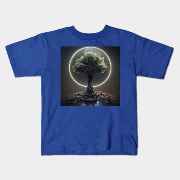 Yggdrasil World Tree of Life Kids T-Shirt by Grassroots Green